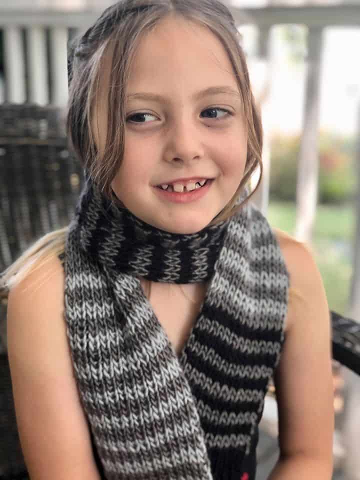 Black and sales grey striped scarf