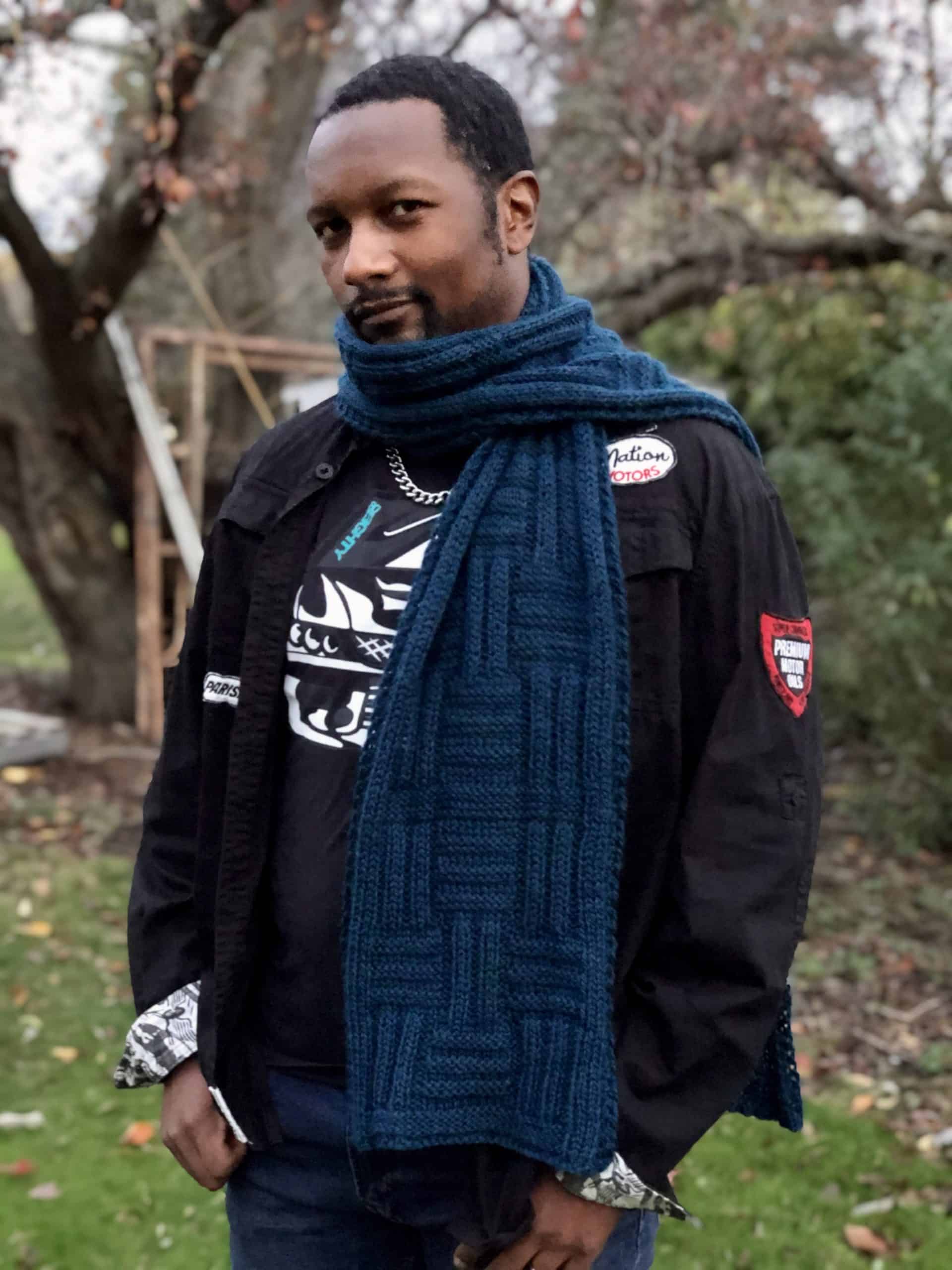 dark teal library scarf, hand knit, wool – Tempestry Project